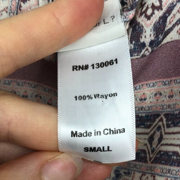 L*Space Remini hi-lo cream pink printed thin rayon maxi dress / cover-up SP - Picture 8 of 16